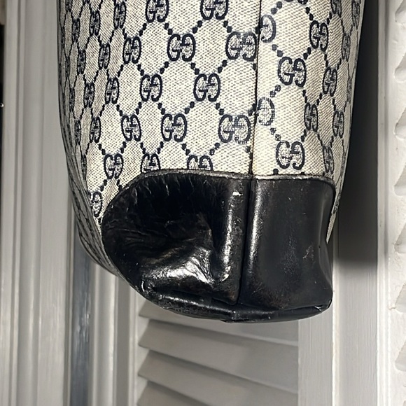 Gucci Navy Canvas Web Tote - Picture 3 of 9